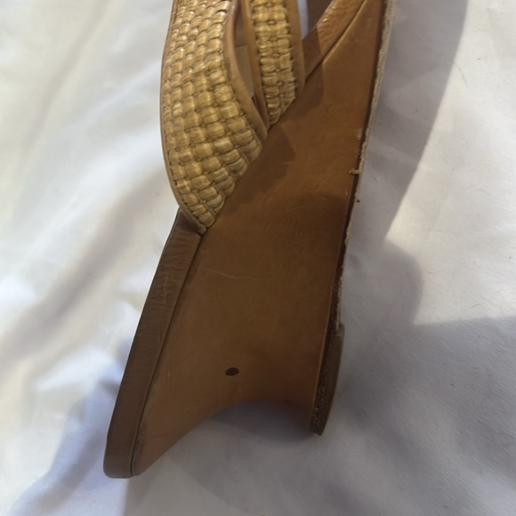🚫SOLD🚫Manolo Blahniks Raffia Tan Slip On Wedge Vintage Leather Strappy Sandal41 - Picture 12 of 12